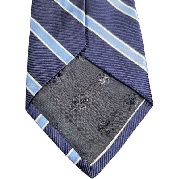 BROOKS BROTHERS 346 Men's Silk Rep Tie Made in USA Blue Grey Yellow‎ Striped - Picture 7 of 8